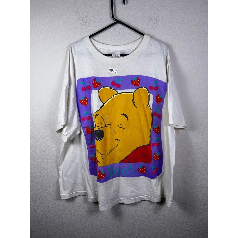 Vintage Disney Winnie the Pooh Strawberry Graphic T-Shirt White 4X 24W Me